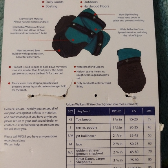 HEALERS "Urban Walkers" pair of dog booties, size S/M - Picture 2 of 5